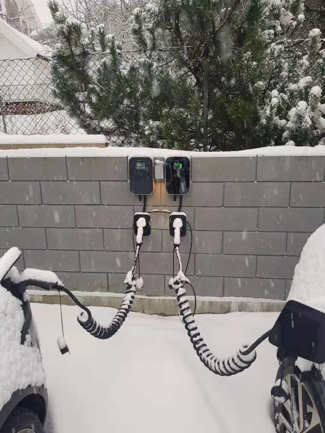 evseODM charging station in snow