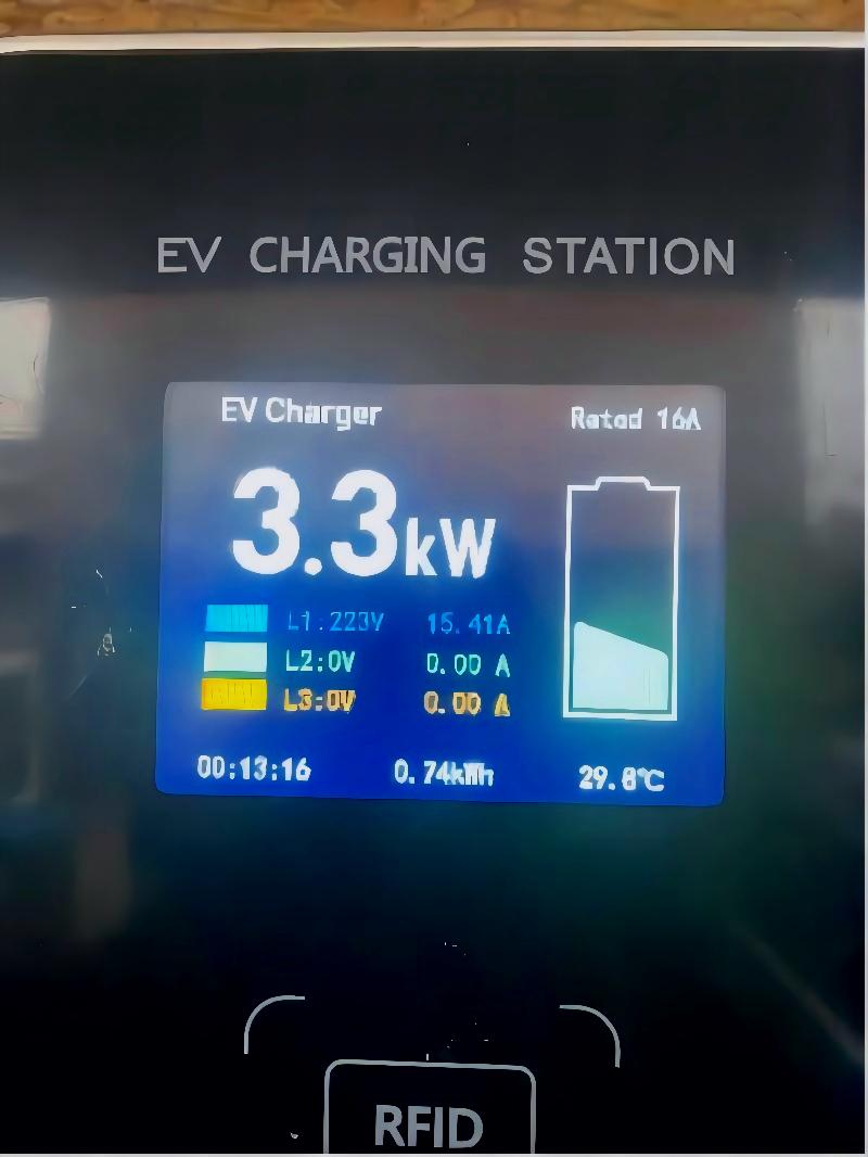 EV charging station is running - LCD display