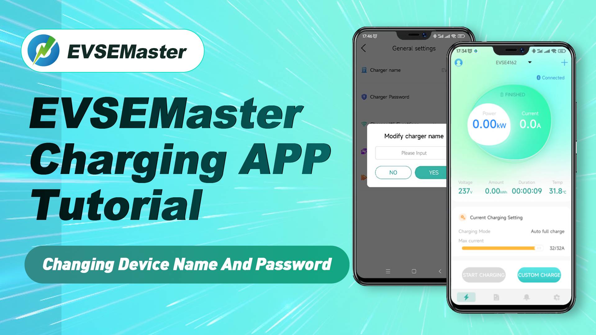 EVSEMaster Charging APP Tutorial -- Changing Device Name And Password - cover